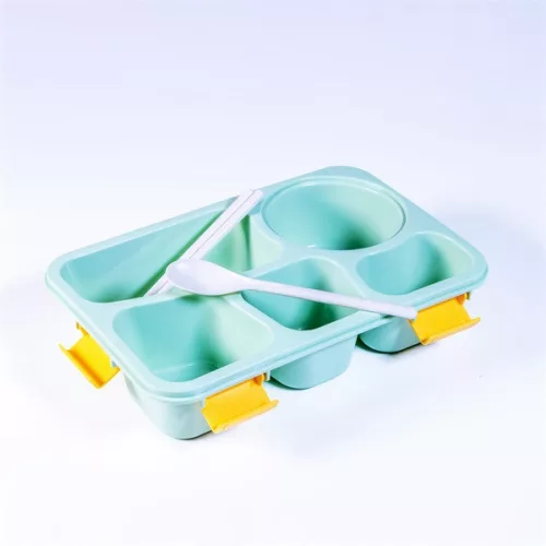 Recipient alimentar din plastic verde cu 5 compartimente Iris KT-004-GR