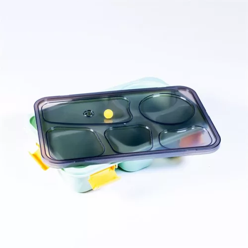Recipient alimentar din plastic verde cu 5 compartimente Iris KT-004-GR