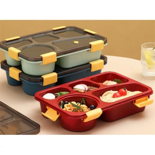 Recipient alimentar din plastic albastru cu 5 compartimente Iris KT-004-BL