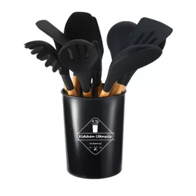   Set de ustensile de bucătărie Iris KT-007-BK, 12 piese, negru