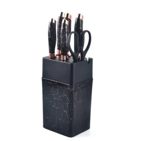   Set de cuțite de bucătărie Iris KT-015-BK negru, format din 7 piese, cu suport din marmură