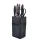 Set de cuțite de bucătărie Iris KT-015-BK negru, format din 7 piese, cu suport din marmură