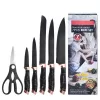 Set de cuțite de bucătărie Iris KT-015-BK negru, format din 7 piese, cu suport din marmură
