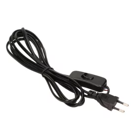  Commel 0113 H03VV H2-F 2,5A 250V 2X0,75mm2 2m čierny kábel s vypínačom