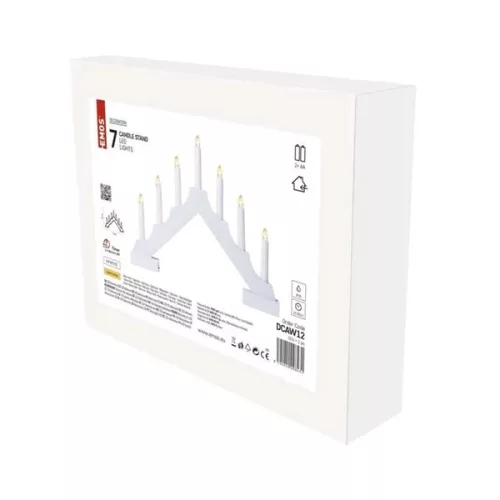 Emos DCAW12 29 cm 2x AA beltéri meleg fehér időzítős fa fehér LED gyertyatartó