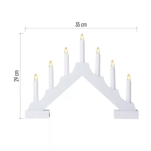 Emos DCAW12 29 cm 2x AA beltéri meleg fehér időzítős fa fehér LED gyertyatartó