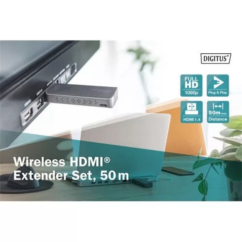 Bezdrôtový HDMI extender DIGITUS DS-55318 50m (vysielač a prijímač)