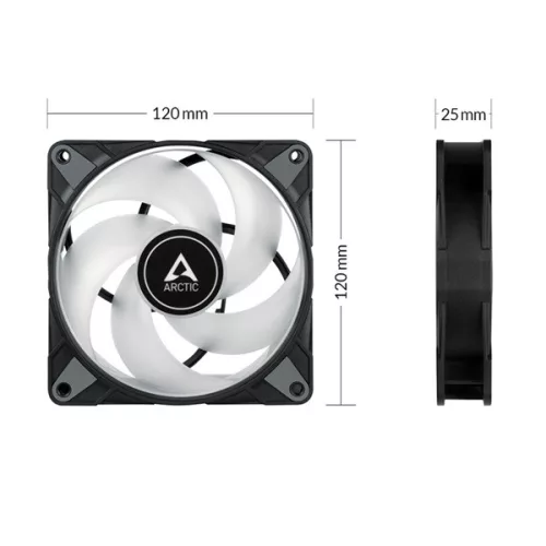 Arctic P12 PWM PST RGB 120mm 3ks čierne ventilátory + ovládač