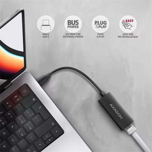 Axagon ADE-ARC Type-C USB 3.2 - Gigabitový ethernetový adaptér