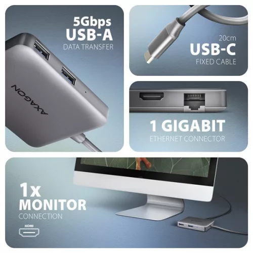 Axagon HMC-5HL SuperSpeed ​​​​USB-C 5v1 hub