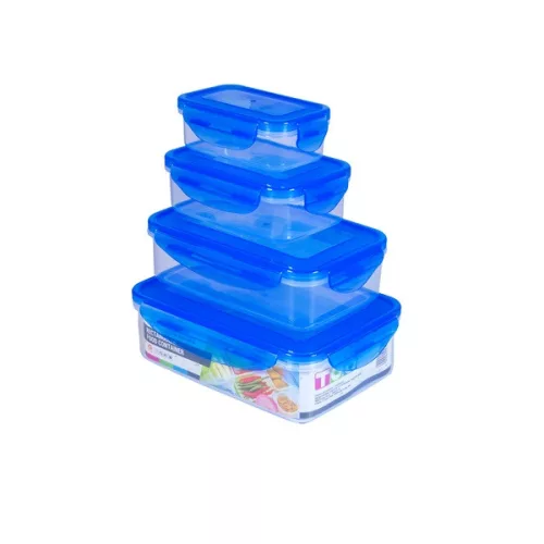 Set de 4 cutii dreptunghiulare pentru depozitarea alimentelor TOO KT-074, 250+500+900+1500 ml