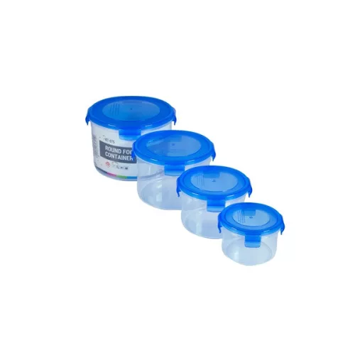 TOO KT-075 Set de 4 cutii rotunde pentru depozitarea alimentelor, 300+650+1200+2000 ml
