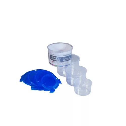 TOO KT-075 Set de 4 cutii rotunde pentru depozitarea alimentelor, 300+650+1200+2000 ml