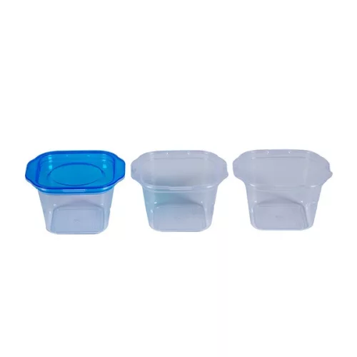 TOO KT-076 Set de 3 cutii pătrate pentru depozitarea alimentelor, 280 ml