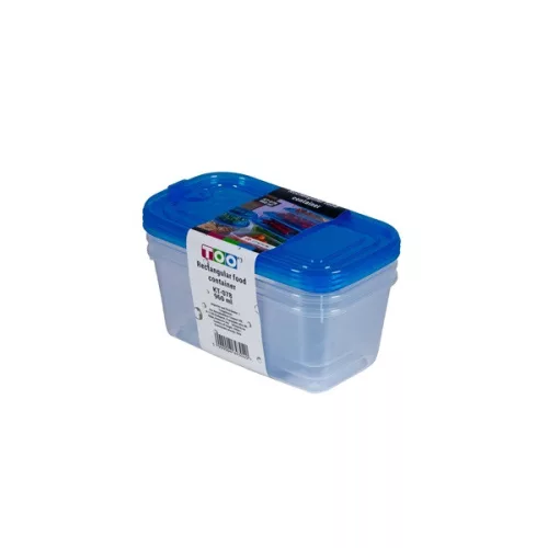 TOO KT-078 Set de 3 cutii dreptunghiulare pentru depozitarea alimentelor, 960 ml