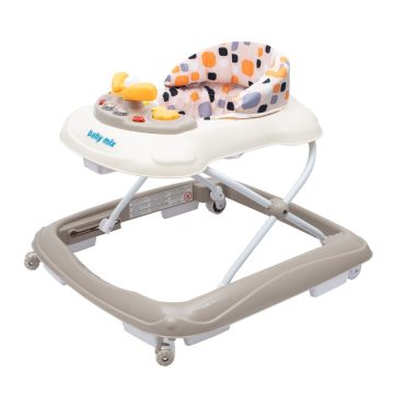   Gyerek bébikomp Baby Mix kormánykerékkel szilikon kerekek beige