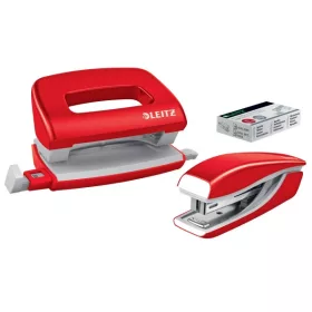Leitz WOW 10-Blatt-Mini-Hefter- und Locher-Set (rot)