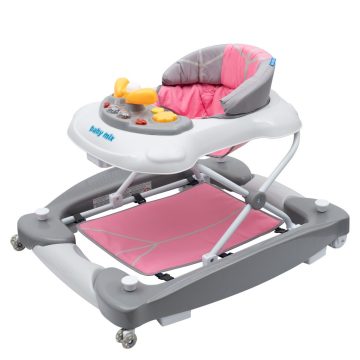   Gyerek bébikomp hintával szilikon kerekek Baby Mix rózsaszín
