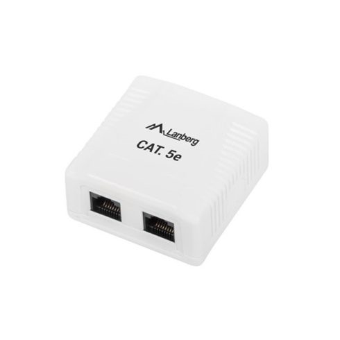 Lanberg OU5-0002-W Cat.5e UTP 2xRJ45 dupla árnyékolatlan fali aljzat