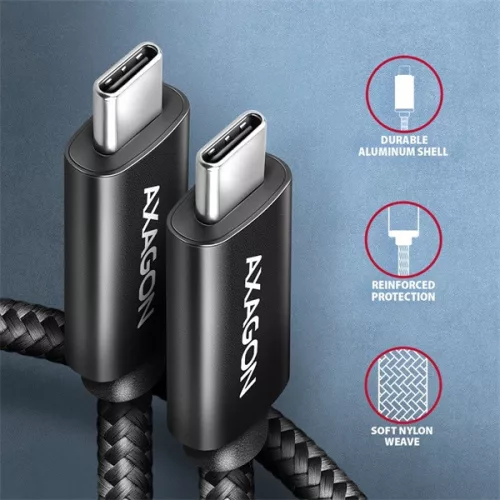 Axagon BUCM4X-CM10AB NewGEN+ 1m USB-C <> USB-C 4. generácie 3x2 / 240W kábel