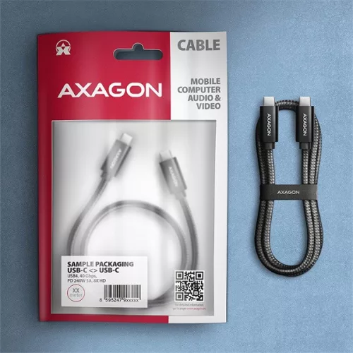 Axagon BUCM4X-CM10AB NewGEN+ 1m USB-C <> USB-C 4. generácie 3x2 / 240W kábel