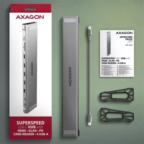 Axagon HMC-10HLS USB-C 5Gbps LONGER 9v1 hub