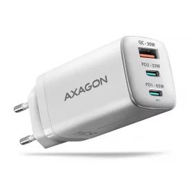  AXAGON ACU-DPQ65W 3x port (USB + dual USB-C), PD3.0/QC4+/PPS/Apple 65W fehér GaN töltő