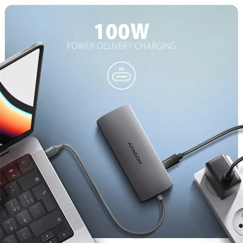 AXAGON HMC-8HLSA USB-C 3.2 Gen 1 3x USB-A + 4K/30Hz HDMI + SD/microSD GLAN Audio PD 100W hub