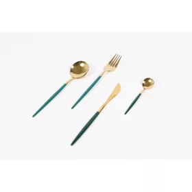   Set de tacâmuri de bucătărie IRIS KT-233-G, 24 de piese, verde-auriu