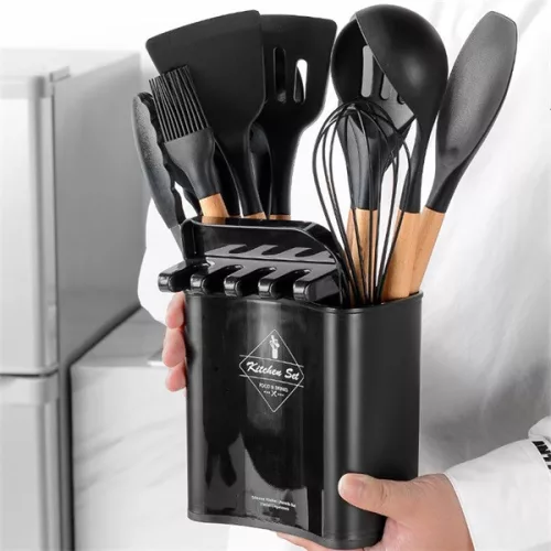Set de bucătărie din silicon IRIS KT-243-B, 13 piese, negru