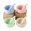 TOO KT-111-BL set bol/lingură din plastic, paie de grâu albastră, 11,3×6 cm