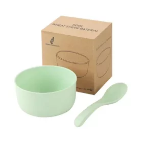   TOO KT-111-GR set bol/lingură din plastic, paie de grâu verde, 11,3×6 cm