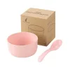 TOO KT-111-P set bol/lingură din plastic, paie roz de grâu, 11,3×6 cm