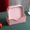 TOO KT-115 Set de 10 farfurii din plastic cu paie de grâu, culori mixte, 15×15×1,5 cm
