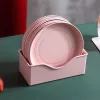 TOO KT-117 Set de 10 farfurii rotunde din plastic, din paie de grâu, culori mixte, 15×15×1,5 cm