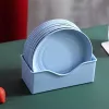 TOO KT-117 Set de 10 farfurii rotunde din plastic, din paie de grâu, culori mixte, 15×15×1,5 cm