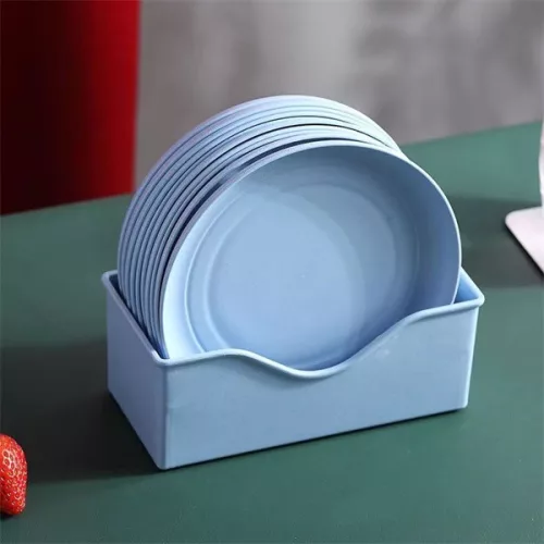 TOO KT-117 Set de 10 farfurii rotunde din plastic, din paie de grâu, culori mixte, 15×15×1,5 cm