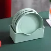 TOO KT-117 Set de 10 farfurii rotunde din plastic, din paie de grâu, culori mixte, 15×15×1,5 cm