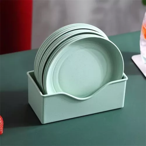 TOO KT-117 Set de 10 farfurii rotunde din plastic, din paie de grâu, culori mixte, 15×15×1,5 cm