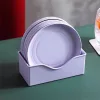 TOO KT-117 Set de 10 farfurii rotunde din plastic, din paie de grâu, culori mixte, 15×15×1,5 cm