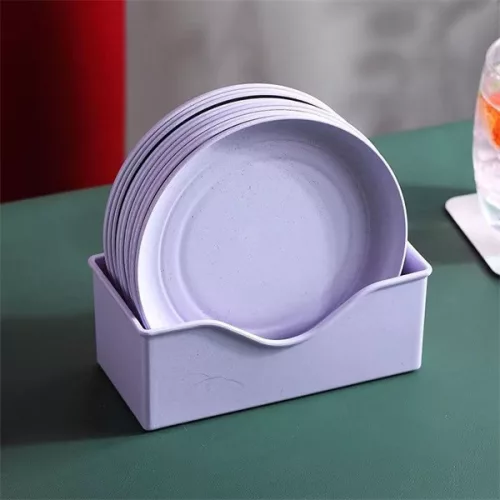 TOO KT-117 Set de 10 farfurii rotunde din plastic, din paie de grâu, culori mixte, 15×15×1,5 cm