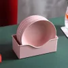 TOO KT-118 Set de 10 farfurii rotunde din plastic, din paie de grâu, culori mixte, 15×15×3cm