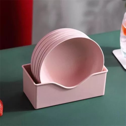 TOO KT-118 Set de 10 farfurii rotunde din plastic, din paie de grâu, culori mixte, 15×15×3cm