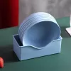 TOO KT-118 Set de 10 farfurii rotunde din plastic, din paie de grâu, culori mixte, 15×15×3cm
