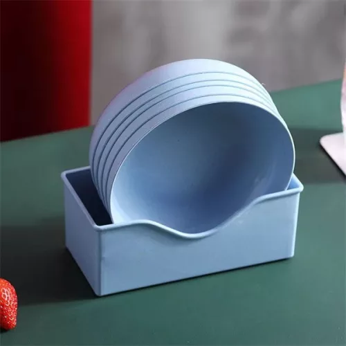 TOO KT-118 Set de 10 farfurii rotunde din plastic, din paie de grâu, culori mixte, 15×15×3cm