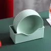TOO KT-118 Set de 10 farfurii rotunde din plastic, din paie de grâu, culori mixte, 15×15×3cm