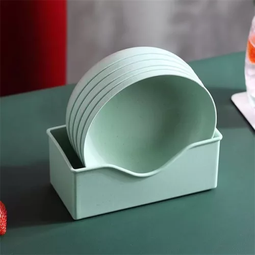 TOO KT-118 Set de 10 farfurii rotunde din plastic, din paie de grâu, culori mixte, 15×15×3cm