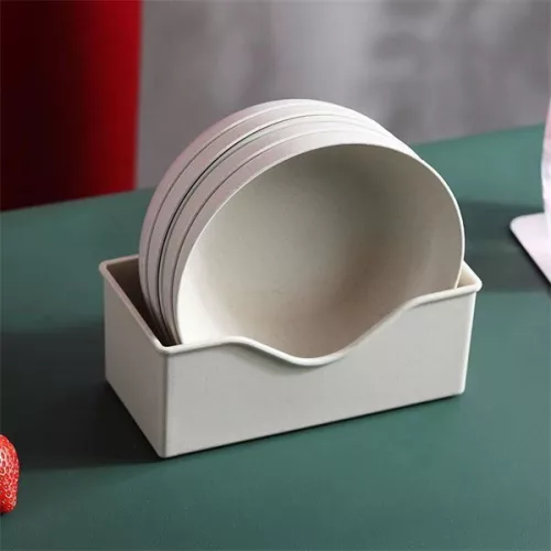 TOO KT-118 Set de 10 farfurii rotunde din plastic, din paie de grâu, culori mixte, 15×15×3cm