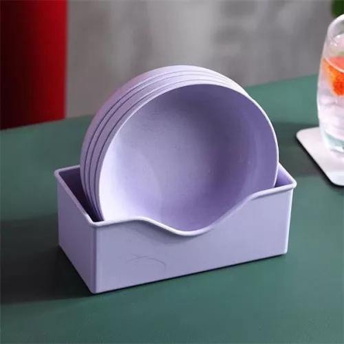 TOO KT-118 Set de 10 farfurii rotunde din plastic, din paie de grâu, culori mixte, 15×15×3cm