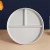 TOO KT-123 Set de 4 farfurii divizate din plastic, culori mixte, din paie de grâu, 22,5 × 2,5 cm